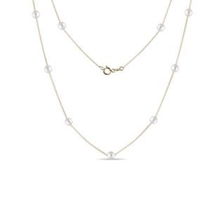 DAINTY PEARL NECKLACE IN YELLOW GOLD - PEARL NECKLACES - PEARL JEWELRY