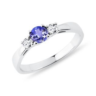 ELEGANT TANZANITE RING WITH DIAMONDS IN WHITE GOLD - TANZANITE RINGS - RINGS