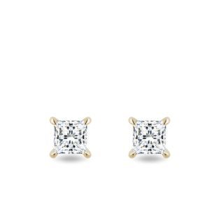 GOLD LAB GROWN PRINCESS DIAMOND STUDS - DIAMOND STUD EARRINGS - EARRINGS