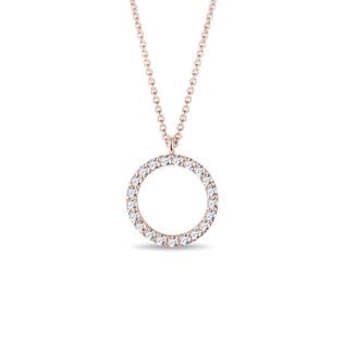 KRUHOVÝ PŘÍVĚSEK Z RŮŽOVÉHO ZLATA S DIAMANTY - NÁHRDELNÍKY S DIAMANTY - NÁHRDELNÍKY