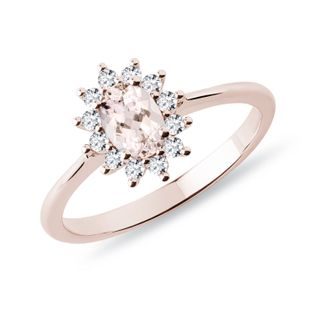 MORGANITE AND DIAMOND RING IN 14K ROSE GOLD - MORGANITE RINGS - RINGS