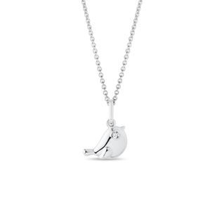 BIRD PENDANT WITH A DIAMOND IN WHITE GOLD - CHILDREN'S NECKLACES - NECKLACES