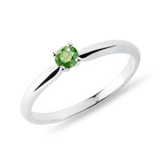 MINIMAL GREEN DIAMOND WHITE GOLD RING - FANCY DIAMOND ENGAGEMENT RINGS - ENGAGEMENT RINGS