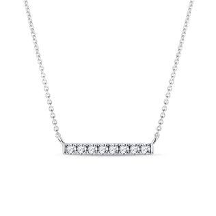 WHITE GOLD DIAMOND BAR NECKLACE - DIAMOND NECKLACES - NECKLACES