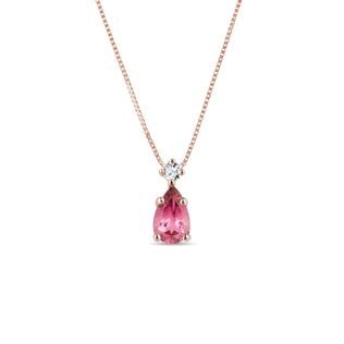 PŘÍVĚSEK Z RŮŽOVÉHO ZLATA S TURMALÍNEM - NÁHRDELNÍKY S TURMALÍNEM - NÁHRDELNÍKY