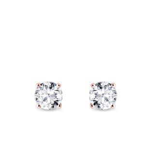 LUXUSNÍ 1CT BRILIANTOVÉ NÁUŠNICE Z RŮŽOVÉHO ZLATA - DIAMANTOVÉ NÁUŠNICE PECKY - NÁUŠNICE