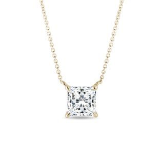 ZLATÝ NÁHRDELNÍK S LAB GROWN DIAMANTEM V BRUSU PRINCESS - NÁHRDELNÍKY S DIAMANTY - NÁHRDELNÍKY