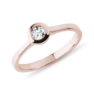 BEZEL SET DIAMOND ENGAGEMENT RING IN ROSE GOLD - BRILLIANT CUT DIAMOND ENGAGEMENT RINGS - ENGAGEMENT RINGS
