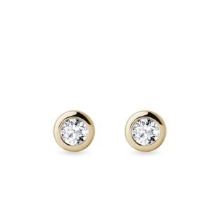 3 MM DIAMOND BEZEL EARRINGS IN YELLOW GOLD - DIAMOND STUD EARRINGS - EARRINGS