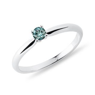 BLUE DIAMOND RING IN WHITE GOLD - FANCY DIAMOND ENGAGEMENT RINGS - ENGAGEMENT RINGS