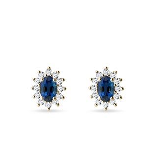 SAPPHIRE AND DIAMOND EARRINGS IN YELLOW GOLD - SAPPHIRE EARRINGS - EARRINGS