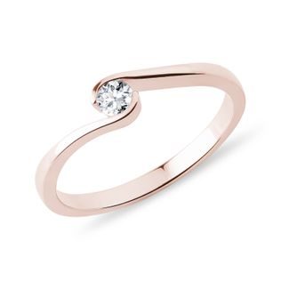 ASYMMETRICAL DIAMOND RING IN ROSE GOLD - DIAMOND ENGAGEMENT RINGS - ENGAGEMENT RINGS