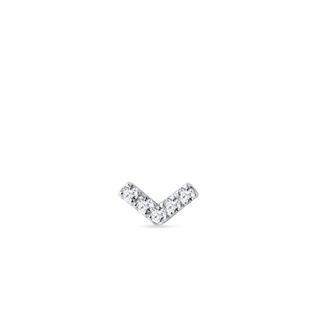 WHITE GOLD DIAMOND V SINGLE EARRING - DIAMOND EARRINGS - EARRINGS