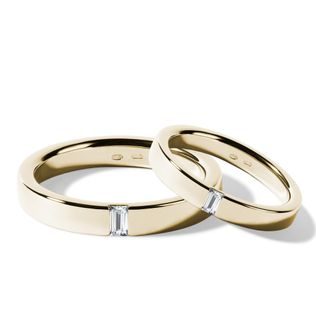 BAGUETTE DIAMOND WEDDING RING SET IN YELLOW GOLD - YELLOW GOLD WEDDING SETS - WEDDING RINGS