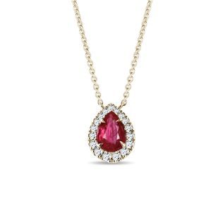 CLASSIC RUBY AND DIAMOND NECKLACE ​​IN YELLOW GOLD - RUBY NECKLACES - NECKLACES