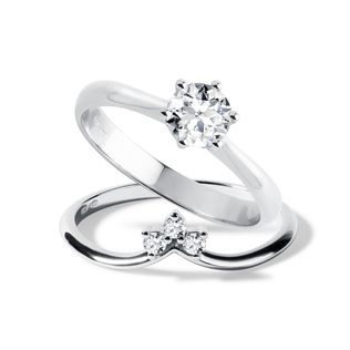 LAB GROWN DIAMOND ENGAGEMENT SET IN WHITE GOLD - ENGAGEMENT AND BRIDAL RING SETS - ENGAGEMENT RINGS