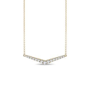 DIAMOND V-SHAPED NECKLACE IN YELLOW GOLD - DIAMOND NECKLACES - NECKLACES