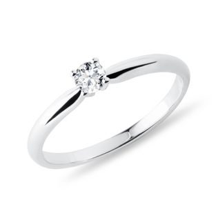 CLASSIC WHITE GOLD RING WITH DIAMOND - BRILLIANT CUT DIAMOND ENGAGEMENT RINGS - ENGAGEMENT RINGS