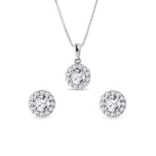 WHITE GOLD DIAMOND EARRING AND NECKLACE SET - DIAMOND SETS - FINE JEWELRY