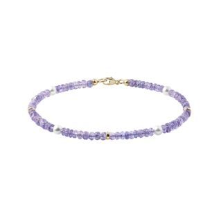 TANZANITE BRACELET WITH PEARLS - MINERAL BRACELETS - BRACELETS