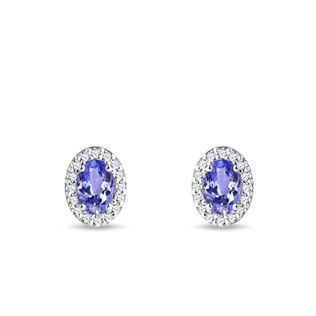 WHITE GOLD EARRINGS WITH TANZANITES AND BRILLIANTS - TANZANITE EARRINGS - EARRINGS