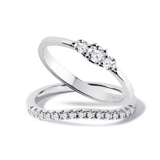 WHITE GOLD ENGAGEMENT AND WEDDING RING SET - ENGAGEMENT AND BRIDAL RING SETS - ENGAGEMENT RINGS