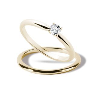 DAINTY YELLOW GOLD AND DIAMOND BRIDAL SET - ENGAGEMENT AND BRIDAL RING SETS - ENGAGEMENT RINGS