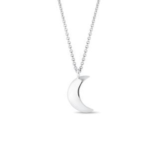 CRESCENT-SHAPED PENDANT IN WHITE GOLD - WHITE GOLD NECKLACES - NECKLACES