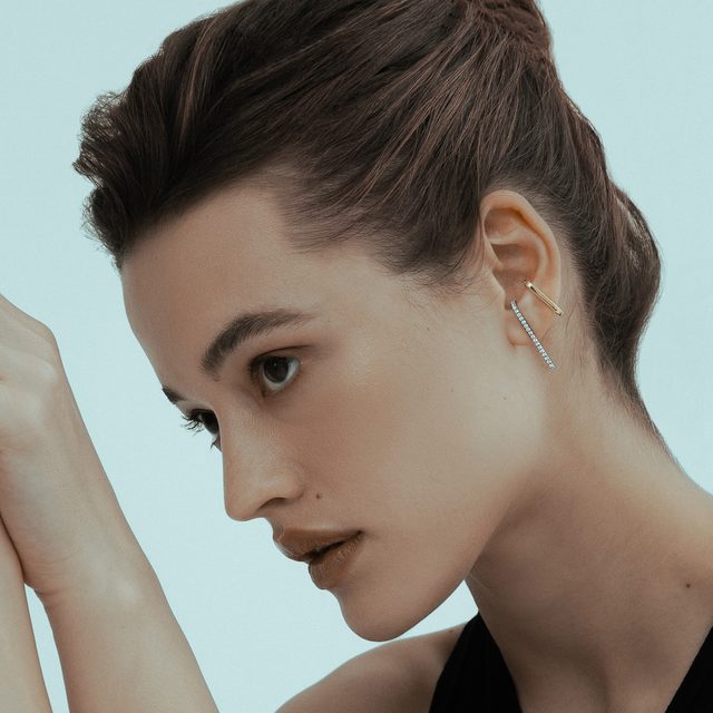 SINGLE WHITE GOLD DIAMOND EARRING - SINGLE EARRINGS - 