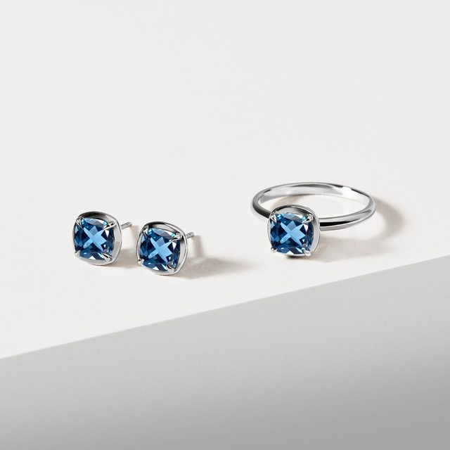 TOPAZ STUD EARRINGS IN WHITE GOLD - TOPAZ EARRINGS - 