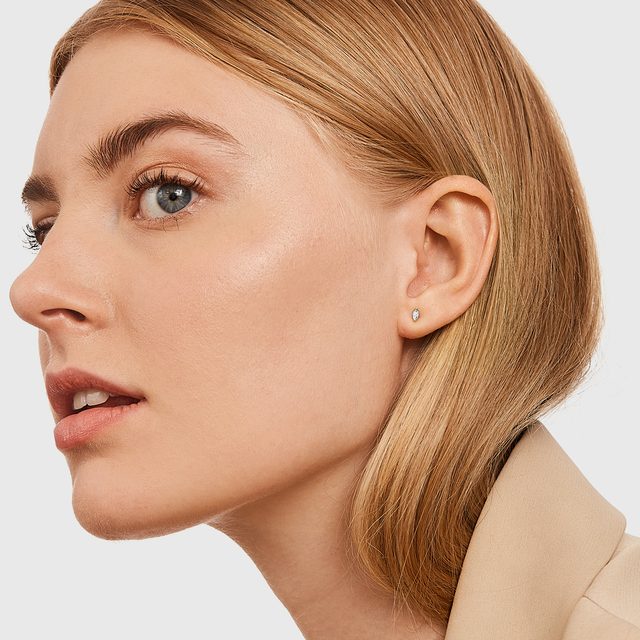 SINGLE MARQUISE DIAMOND EARRING IN YELLOW GOLD - DIAMOND EARRINGS - 