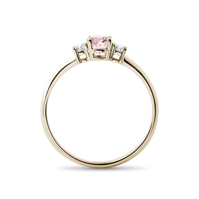 GOLD RING WITH MORGANITE AND DIAMONDS - MORGANITE RINGS - 