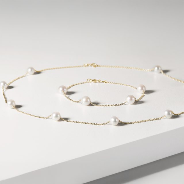 FRESHWATER PEARL GOLD NECKLACE - PEARL NECKLACES - 