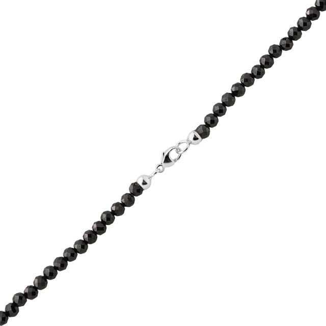 BLACK SPINEL AND CRYSTAL NECKLACE IN WHITE GOLD - MINERAL NECKLACES - 