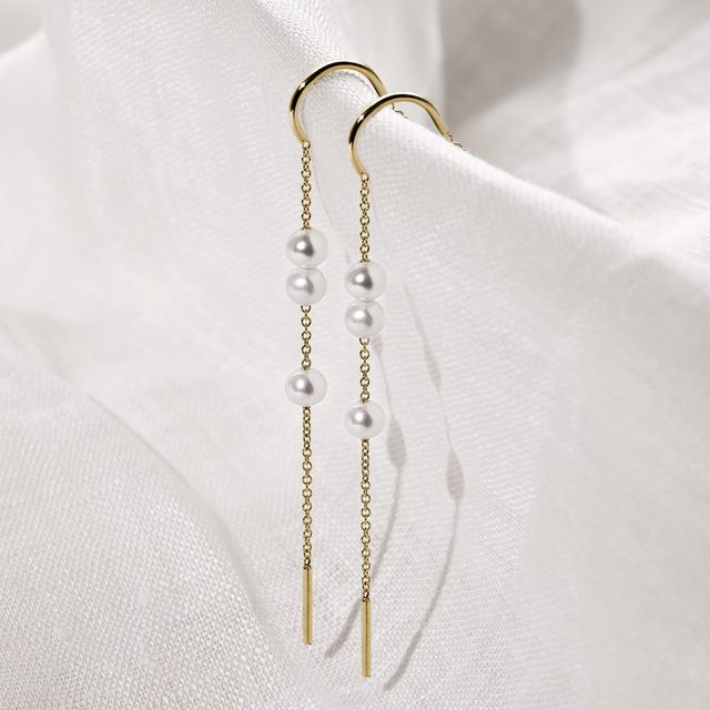 VISACÍ NÁUŠNICE TYČINKY ZE ZLATA S PERLAMI - PERLOVÉ NÁUŠNICE - 