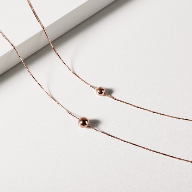 BALL PENDANT ON CHAIN NECKLACE IN ROSE GOLD - ROSE GOLD NECKLACES - 