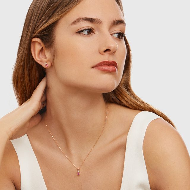 NÁHRDELNÍK Z RŮŽOVÉHO ZLATA S TURMALÍNEM - NÁHRDELNÍKY S TURMALÍNEM - 