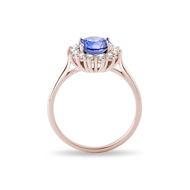 TANZANITE AND DIAMOND RING IN ROSE GOLD - TANZANITE RINGS - 