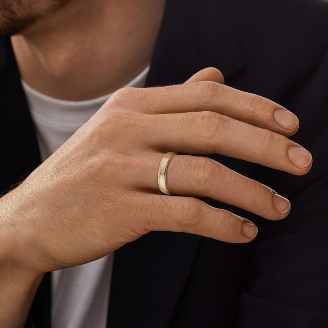 MEN'S MILGRAIN GOLD WEDDING RING - RINGS FOR HIM - 