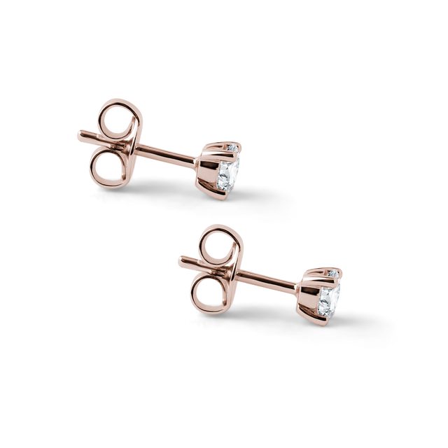 OVAL DIAMOND ROSE GOLD EARRINGS - DIAMOND STUD EARRINGS - 