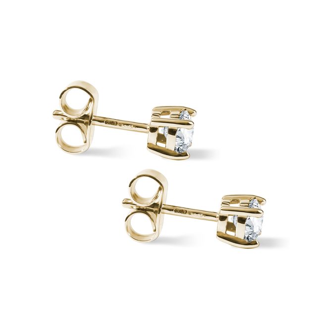 YELLOW GOLD DIAMOND STUD EARRINGS - DIAMOND STUD EARRINGS - 