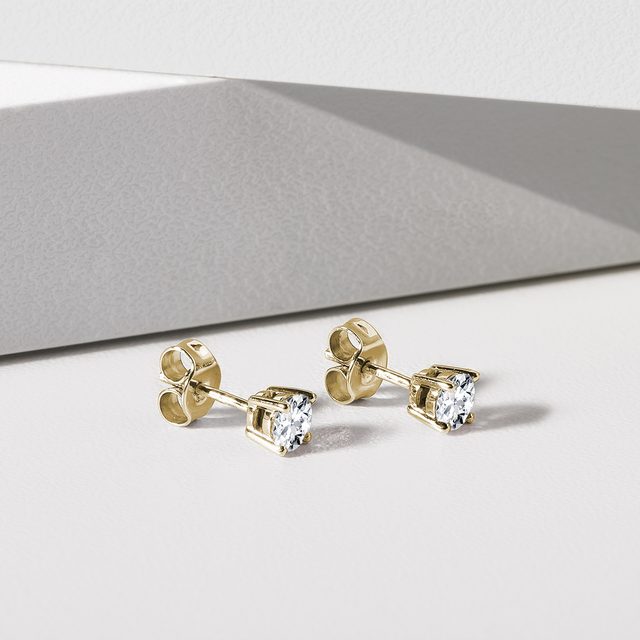 YELLOW GOLD DIAMOND STUD EARRINGS - DIAMOND STUD EARRINGS - 