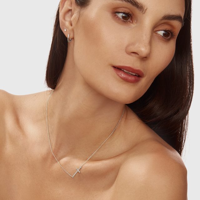 CROSS NECKLACE IN WHITE GOLD - WHITE GOLD NECKLACES - 