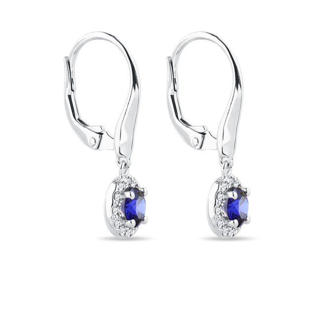 SAPPHIRE AND DIAMOND WHITE GOLD EARRINGS - SAPPHIRE EARRINGS - 