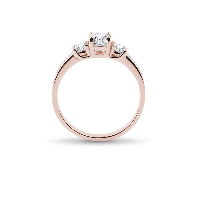 LUXURY ROSE GOLD ENGAGEMENT RING WITH DIAMONDS - DIAMOND ENGAGEMENT RINGS - 