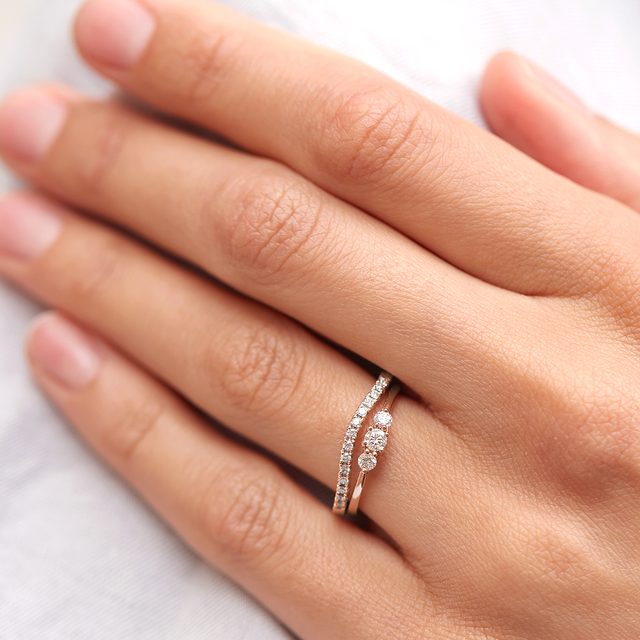 ROSE GOLD ENGAGEMENT AND WEDDING RING SET - ENGAGEMENT AND BRIDAL RING SETS - 