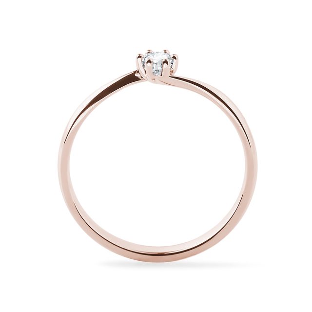 RING IN 14K ROSE GOLD WITH BRILLIANT - BRILLIANT CUT DIAMOND ENGAGEMENT RINGS - 