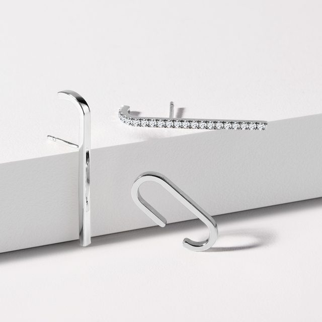 SINGLE WHITE GOLD DIAMOND EARRING - SINGLE EARRINGS - 