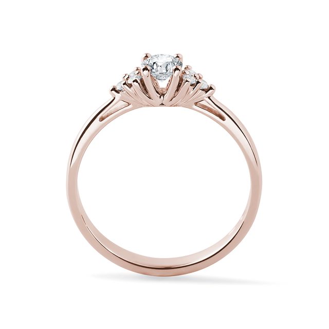 ELEGANT ROSE GOLD RING DECORATED WITH WHITE DIAMONDS - DIAMOND ENGAGEMENT RINGS - 