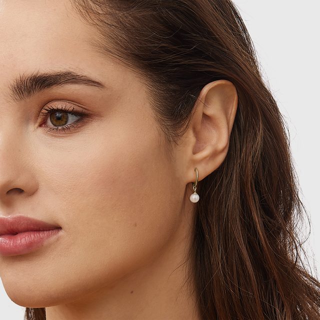 FRESHWATER PEARL EARRINGS IN YELLOW GOLD - PEARL EARRINGS - 